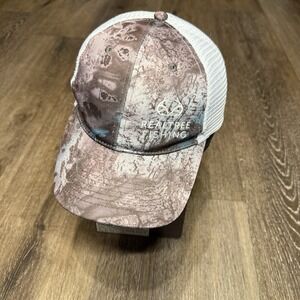 Realtree Fishing Snapback Hat Gray Brown Blue White Mesh‎ Trucker Cap Hunting